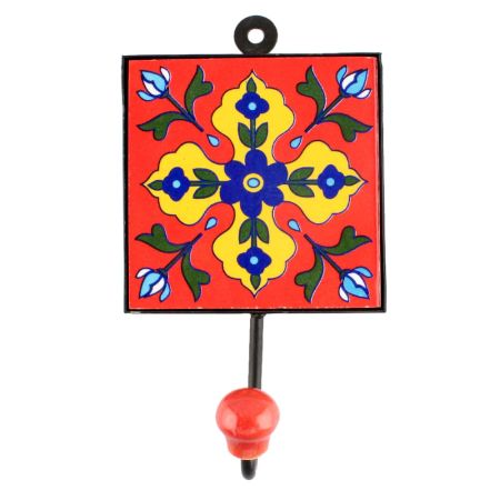 Navy Blue Tiny Flower Ceramic Tile Hook Online